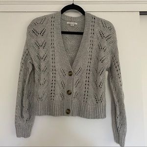 gray pointelle cardigan